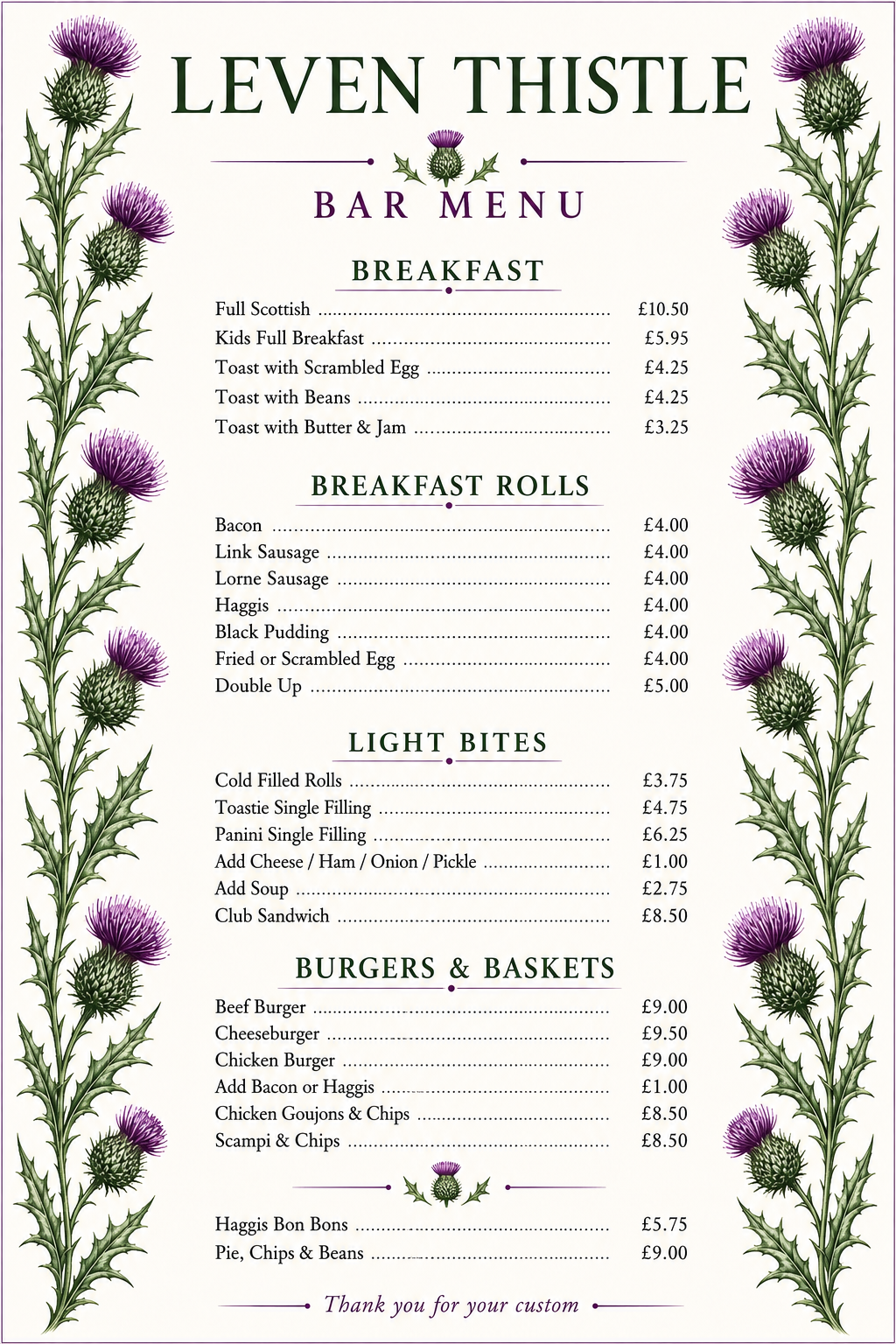 Bar Menu